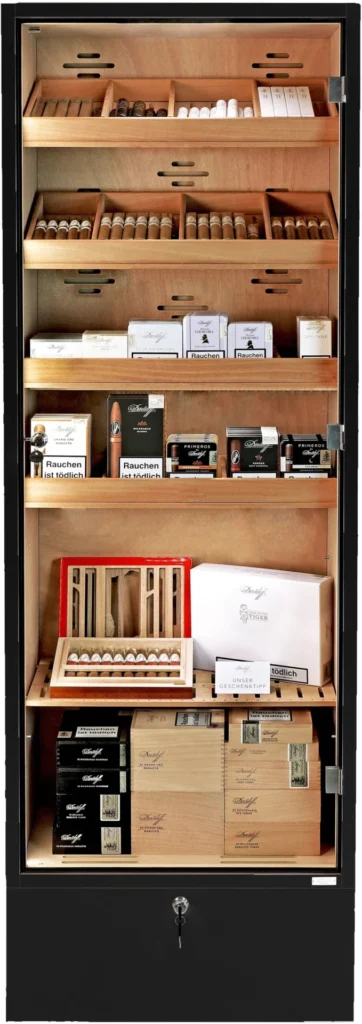 Adorini Portofino Cabinet – schwarzer Humidor für 3.100 Zigarren, modulares Zedernholz-System