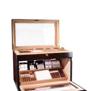 Adorini Portico Deluxe Humidor in Braun für 400 Zigarren, warmbraune Oberfläche