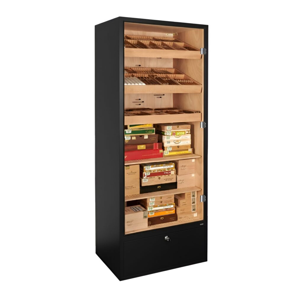 Adorini Primo Cabinet – schwarzer Humidor-Schrank für 2.800 Zigarren im modernen Design